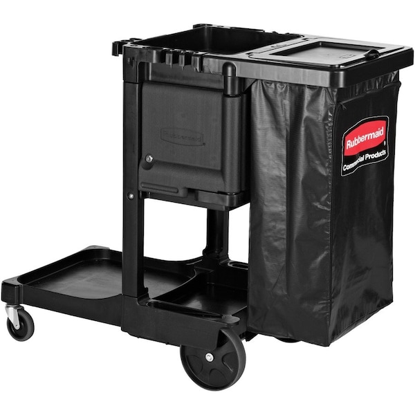 Rubbermaid Commercial Executive Cleaning Cart, 21-3/4"x46"x38", Black - RCP1861430