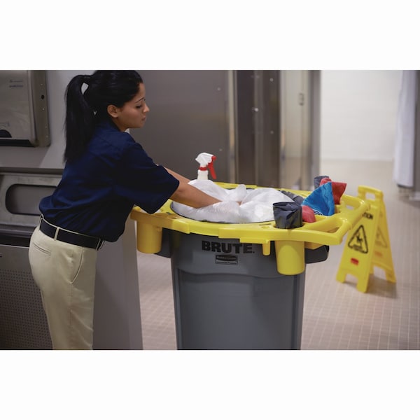Rubbermaid Commercial Standard Rim Caddy, 4-Comp, Fits 32.5" dia Cans, 26.5w x 6.75h, Yellow - FG9W8700YEL