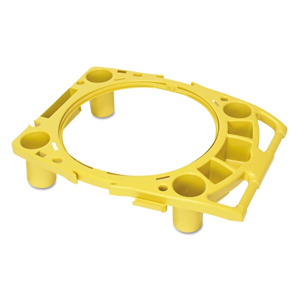Rubbermaid Commercial Standard Rim Caddy, 4-Comp, Fits 32.5" dia Cans, 26.5w x 6.75h, Yellow - FG9W8700YEL