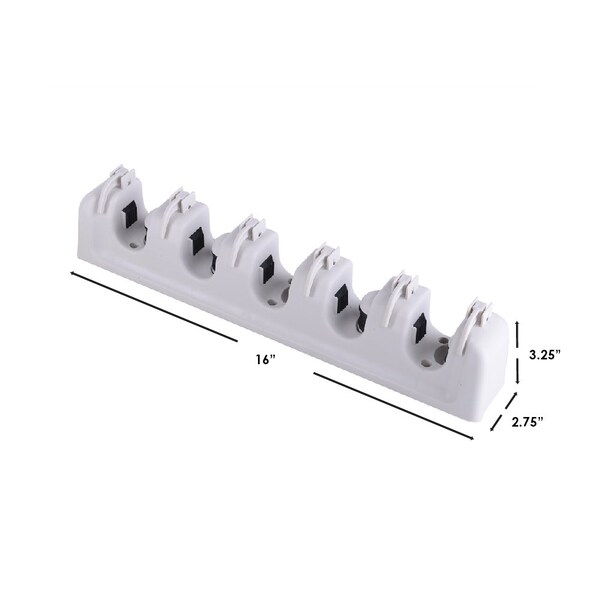 Home Basics 5 Slot Mop and Broom Organizer, White - ZOR95597