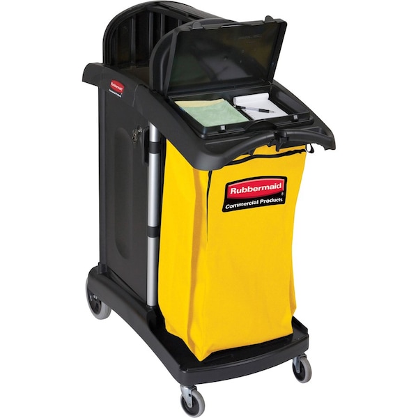 Rubbermaid Commercial Cleaning Cart, High Cap, 4 Casters, 21-3/4"x49-3/4"x38-3/10" - RCP9T7200BK