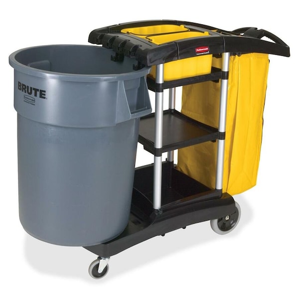 Rubbermaid Commercial Cleaning Cart, High Cap, 4 Casters, 21-3/4"x49-3/4"x38-3/10" - RCP9T7200BK