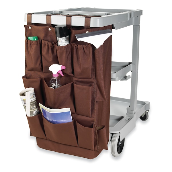 Hospitality 1 Source Caddy Bag, (12) Pocket, 21"X32", Brown - CB12BR