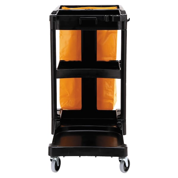 Rubbermaid Commercial Multi-Shelf Cleaning Cart, Three-Shelf, 20w x 45d x 38-1/4h, Black - FG617388BLA