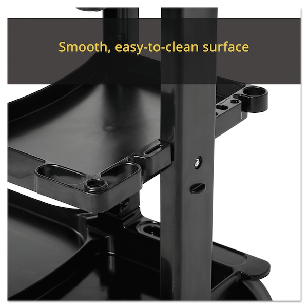 Rubbermaid Commercial Multi-Shelf Cleaning Cart, Three-Shelf, 20w x 45d x 38-1/4h, Black - FG617388BLA