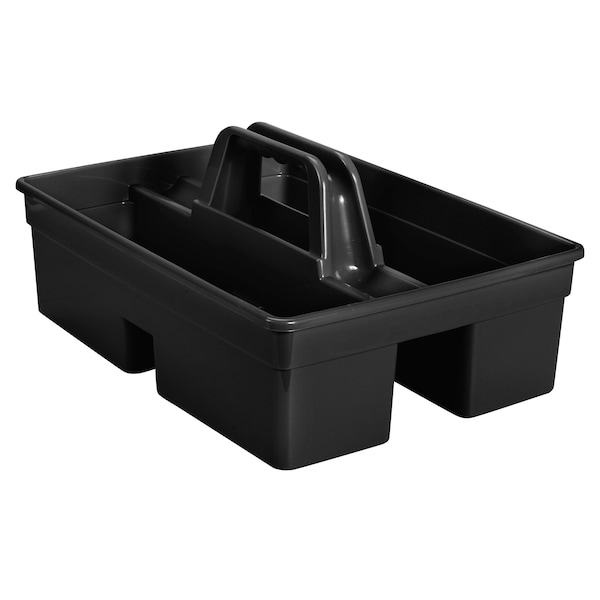Rubbermaid Commercial Executive Carry Caddy, 2-Compartment, Plastic, 10.75w x 6.5h, Black - 1880994