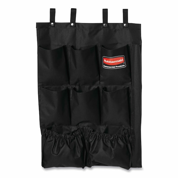 Rubbermaid Commercial Fabric 9-Pocket Cart Organizer, 19.75 x 1.5 x 28, Black - FG9T9000BLA