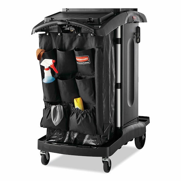 Rubbermaid Commercial Fabric 9-Pocket Cart Organizer, 19.75 x 1.5 x 28, Black - FG9T9000BLA