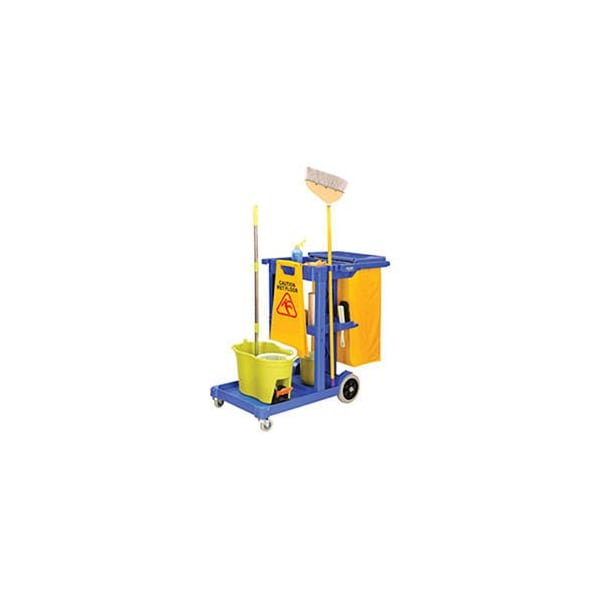 Global Industrial Janitor Cart Blue with 25 Gallon Vinyl Bag - 603574
