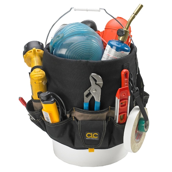 Custom Leathercraft CLC 3 in. W X 12.75 in. H Polyester Bucket Organizer 48 pocket Black/Tan 1 pc - 1119