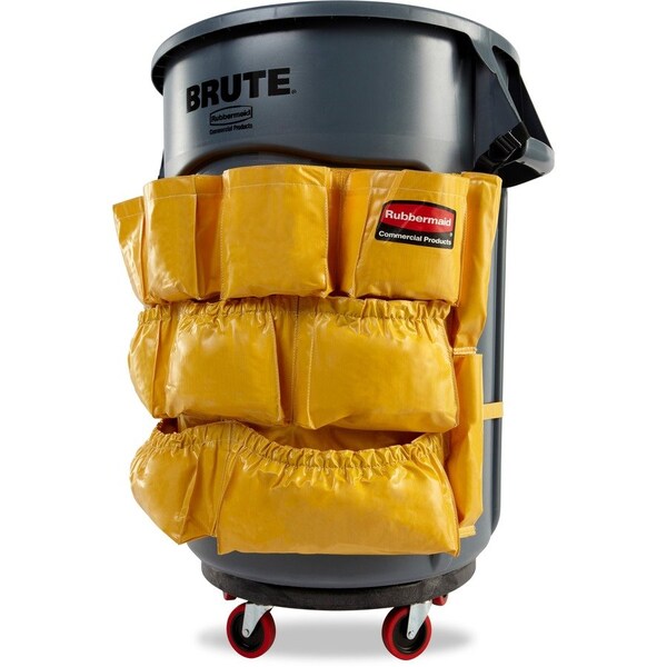 Rubbermaid Commercial Round Container Caddy Bag, 12 Pockets, 6/CT, Yellow 6PK - RCP264200YWCT
