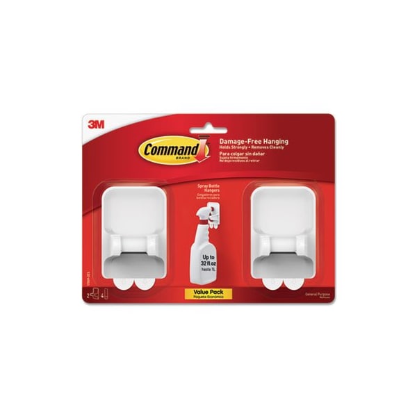 3M Commercial Command, Spray Bottle Holder, 2.34 X 1.69 X 3.34, White, 6PK - 170092ES