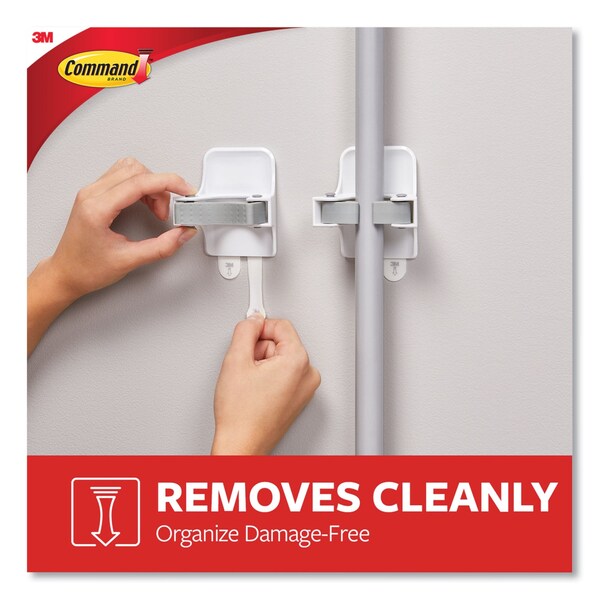 Command Broom Gripper, 3.12w x 1.85d x 3.34h, White/Gray, 2 Grippers/4 Strips - 17007-HW2ES
