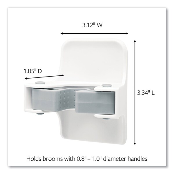 Command Broom Gripper, 3.12w x 1.85d x 3.34h, White/Gray, 2 Grippers/4 Strips - 17007-HW2ES