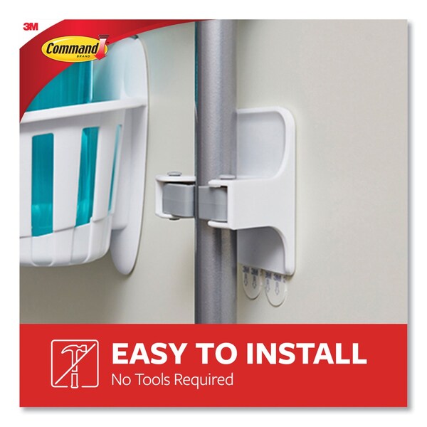 Command Broom Gripper, 3.12w x 1.85d x 3.34h, White/Gray, 2 Grippers/4 Strips - 17007-HW2ES