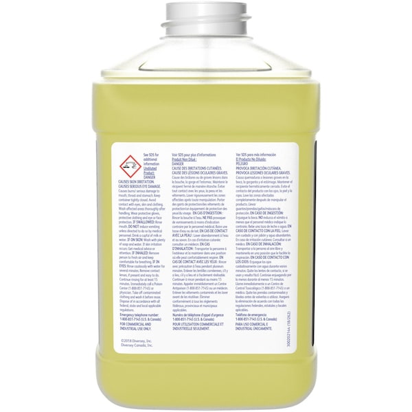 Diversey Prominence Heavy Duty Floor Cleaner, J-Fill Dispenser, 2.5L, Citrus, Yellow, 2 Pack - 94996466