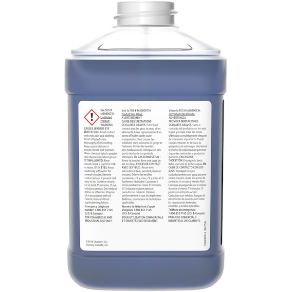 Diversey Liquid Glass and All Purpose Cleaner, 2.5L, Blue, Unscented, Bottle, 2 PK - 101199690