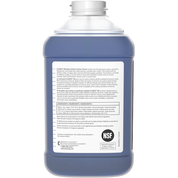 Diversey Liquid Glass and All Purpose Cleaner, 2.5L, Blue, Unscented, Bottle, 2 PK - 101199690