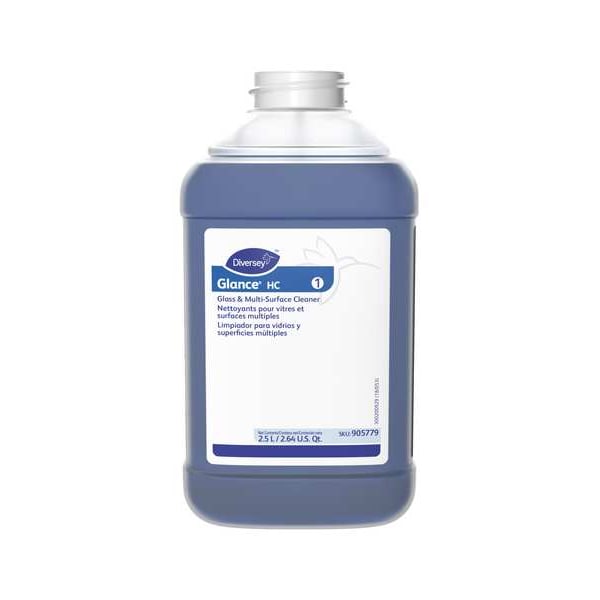 Diversey Liquid Glass and All Purpose Cleaner, 2.5L, Blue, Unscented, Bottle, 2 PK - 101199690