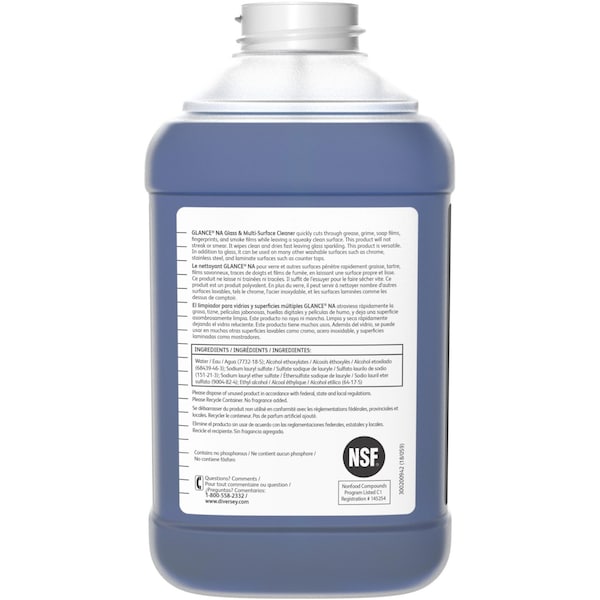 Diversey Liquid Glass and All Purpose Cleaner, 2.5L, Blue, Unscented, Bottle, 2 PK - 101199690