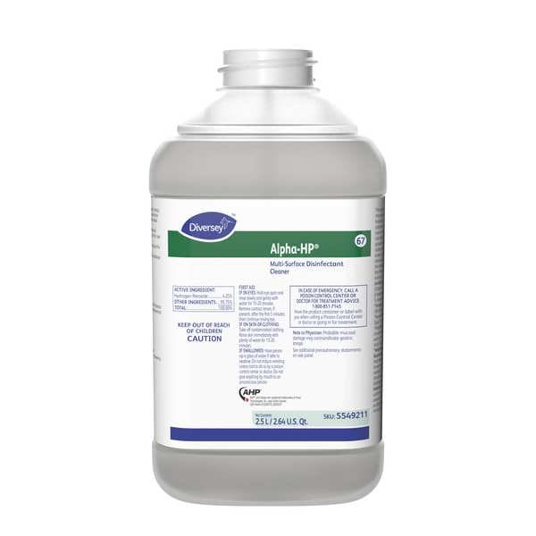 Diversey Cleaner and Disinfectant Concentrate, 2.5L Bottle, Unscented, 2 PK - 5549211