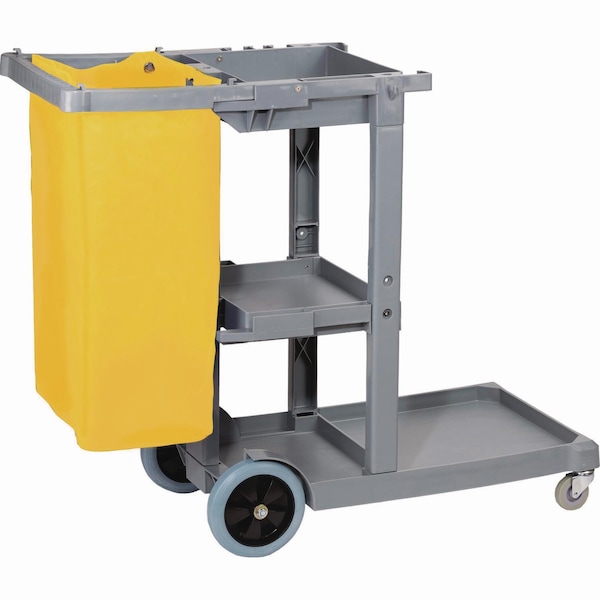 Boardwalk Janitor's Cart, Three-Shelf, 22w x 44d x 38h, Gray - 3485204