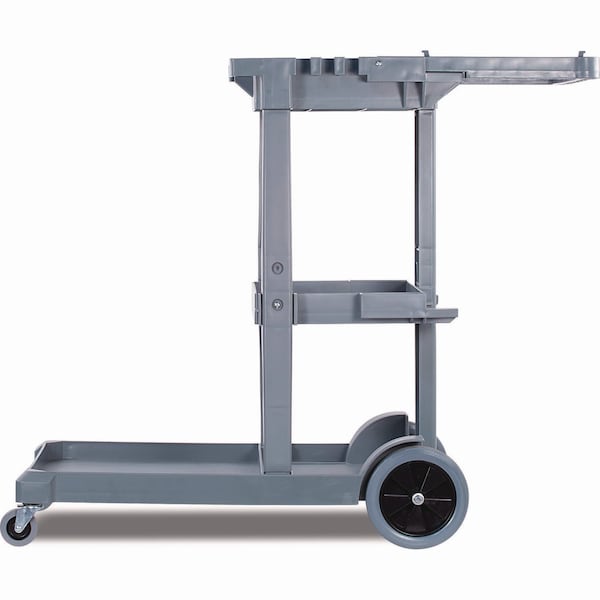 Boardwalk Janitor's Cart, Three-Shelf, 22w x 44d x 38h, Gray - 3485204