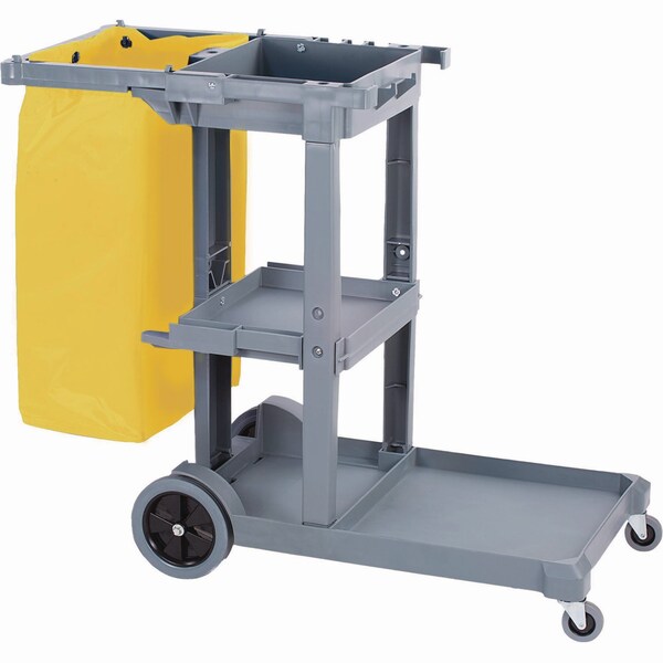 Boardwalk Janitor's Cart, Three-Shelf, 22w x 44d x 38h, Gray - 3485204