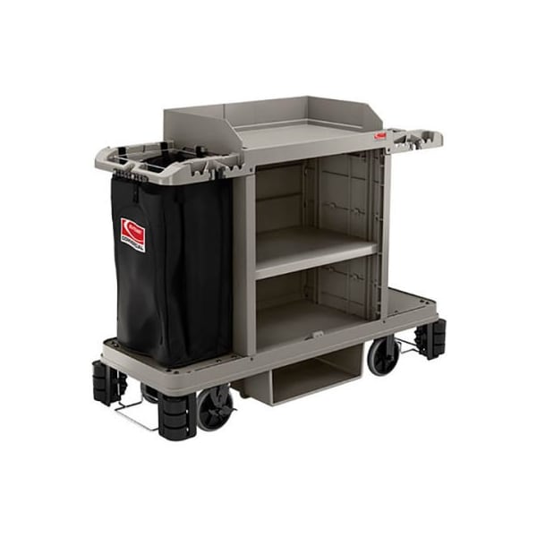 Suncast Suncast  Housekeeping Cart, Standard Plus with 4 Premium Rollers, Platinum - HKC1550