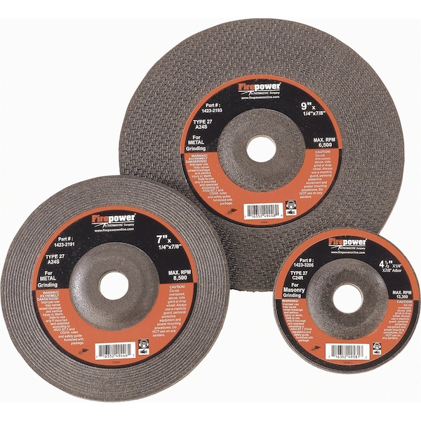 Rueda esmeriladora de centro deprimido tipo 27 Firepower, 4-1/2"X1/4"X7/8" - FPW1423-3153