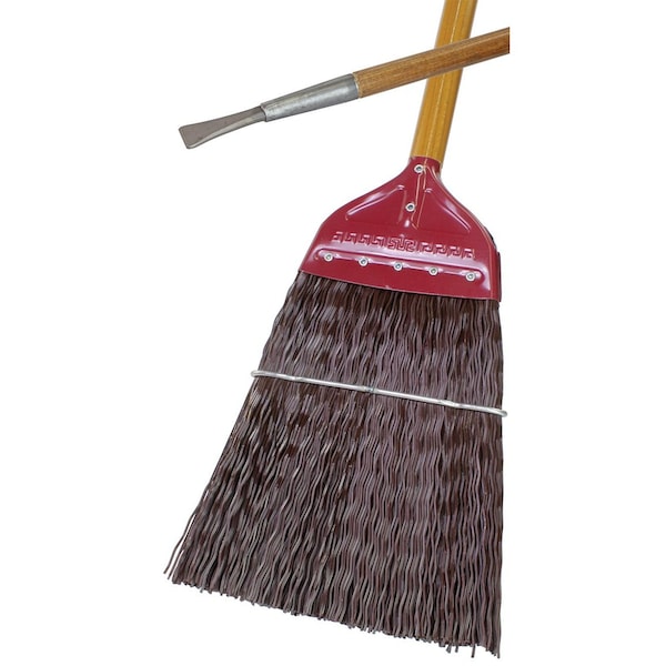 The Brush Man Metal-Cased Stiff Synthetic Fill Upright Broom W/Chisel Point, 6PK - 505