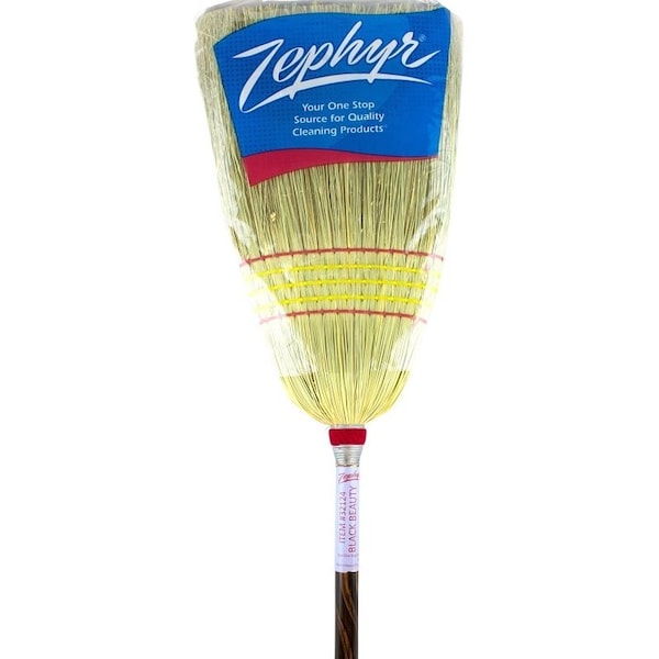 Chickasaw Zephyr Black Beauty Broom, 24 Sweep Face, Broomcorn Bristle, Gold Bristle - 32124
