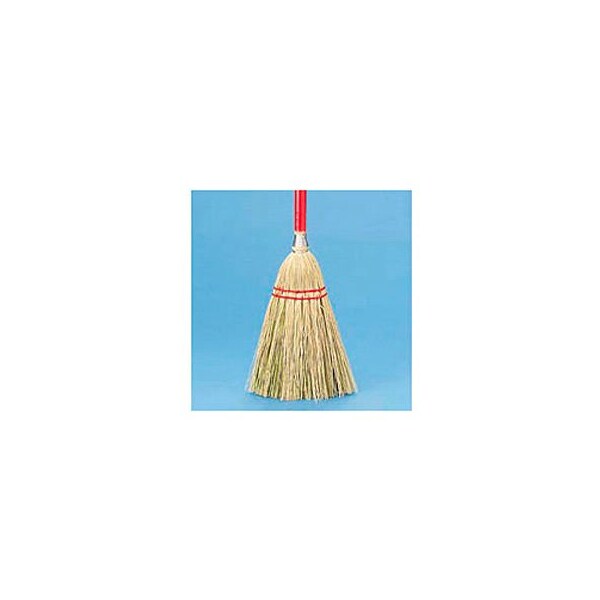 Unisan Lobby Broom Corn Fiber Bristles, 39" Wood Handle Red/Yellow - - BWK951TEA