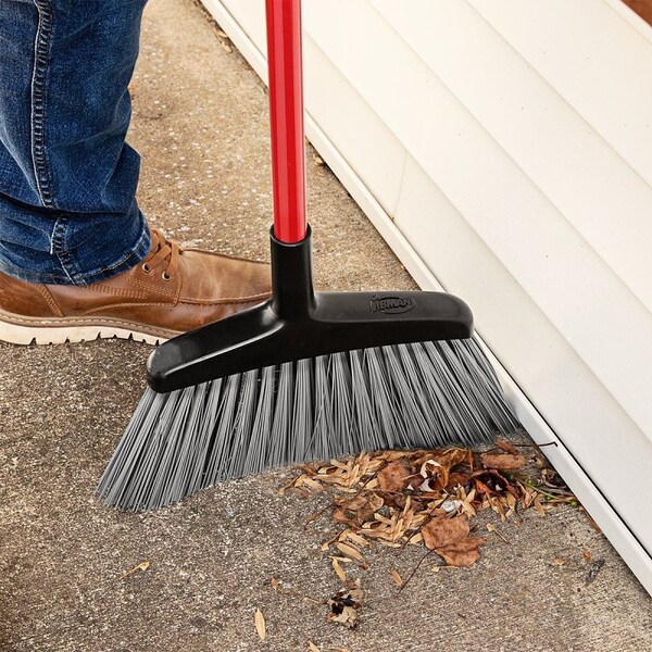 Libman Rough Surface Angle Broom, Bristle made of recycled PET polymers, 53 in L, Steel handle - 1102