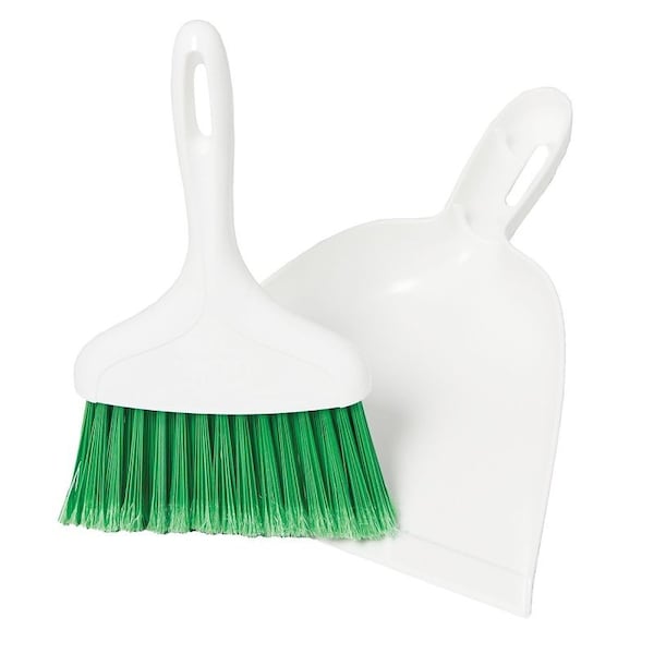 Libman Whisk Broom with Dustpan, Polypropylene Bristle, 11 in OAL, Plastic Handle - 1031