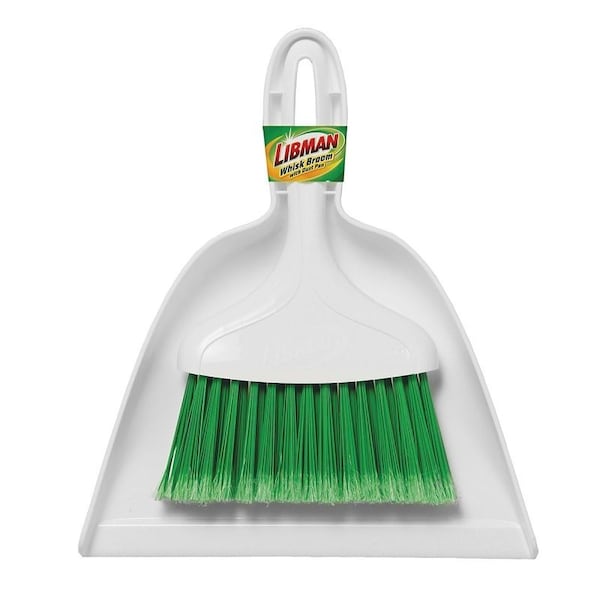 Libman Whisk Broom with Dustpan, Polypropylene Bristle, 11 in OAL, Plastic Handle - 1031