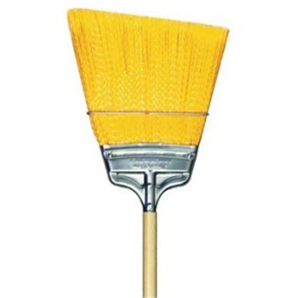 Gordon Brush Milwaukee Dustless Brush 437310 Yellow Flagged Polypropylene Angled; Large Flare; Wood Handle; Upright Broom; Case Of 12 - 437310