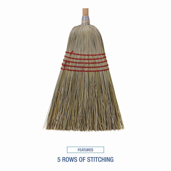 Boardwalk Corn/Fiber Brooms, Corn/Yucca Bristles, 53.5" Overall Length, Natural, PK6 - BWKBR10004