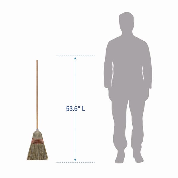 Boardwalk Corn/Fiber Brooms, Corn/Yucca Bristles, 53.5" Overall Length, Natural, PK6 - BWKBR10004