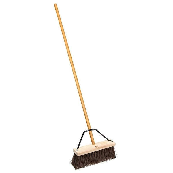 Simple Spaces Street Broom with Brace, 614 in L Trim, PolypropyleneSynthetic Fabric Bristle, 16 in L - 93400