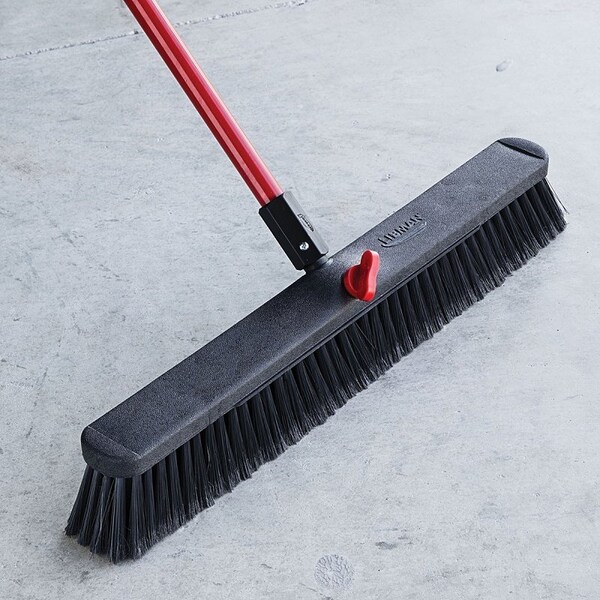 Libman Smooth Surface Heavy-Duty Push Broom, 25-1/2 in Sweep Face, 3 in L Trim, Recycled PET Bristle - 801