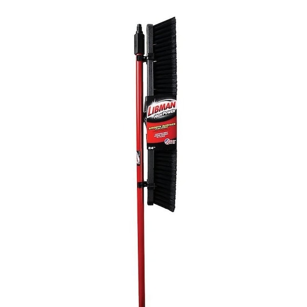 Libman Smooth Surface Heavy-Duty Push Broom, 25-1/2 in Sweep Face, 3 in L Trim, Recycled PET Bristle - 801