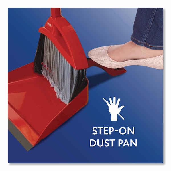 O-Cedar PowerCorner Pet Pro Broom and Step-On Dust Pan, 48in Handle, Red/Black/Gray - 168020EA
