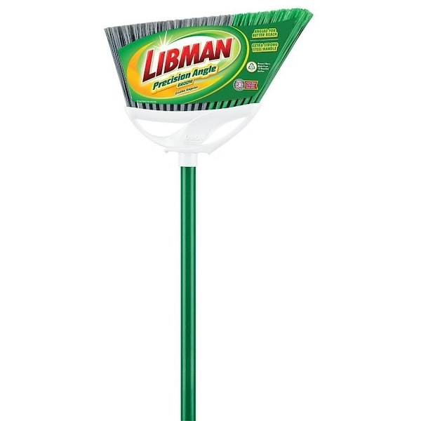 Libman PRECISION ANGLE Series Broom, 11 in Sweep Face, 5 in L Trim, 53 in L, Steel - 201