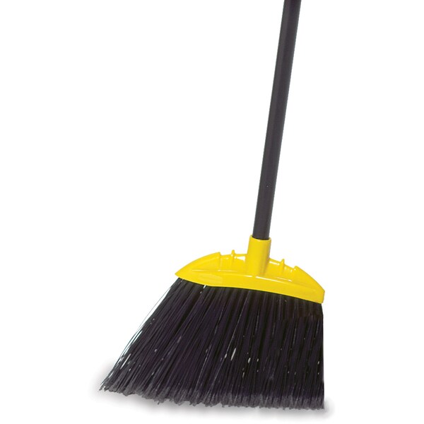 Rubbermaid Commercial Broom, Angled Bristles, Metal Handle, Jumbo, 10"W, , BK/YW, PK 6 - RCPFG638906BCT