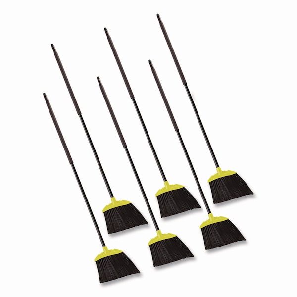 Rubbermaid Commercial Jumbo Smooth Sweep Angled Broom, 46" Handle, Black/Yellow, PK6 - FG638906BLA