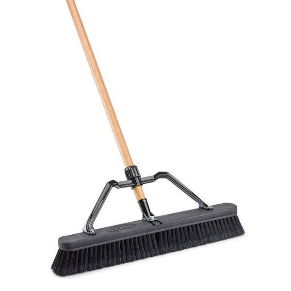Libman Commercial 24 Smooth Surface Industrial Push Broom W/ Brace, 4PK - 1294
