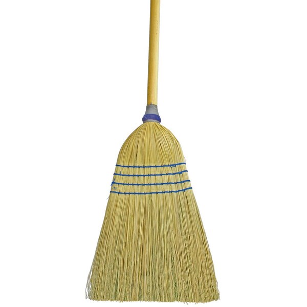 The Brush Man All-Corn Upright Household Broom, Clear Lacquered Hdl, 12PK - HAC24