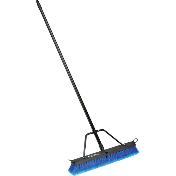 Global Industrial 24in Push Broom W/ Plastic Block & Steel Handle, Multi-Surface Sweep - 641535