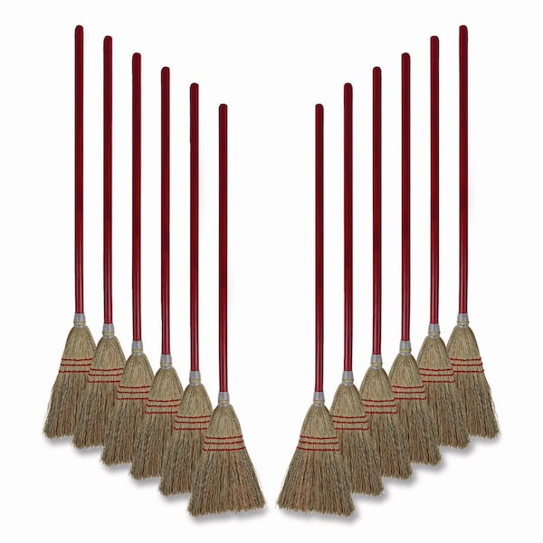 Boardwalk Lobby/Toy Broom, Corn Fiber Bristles, 39" Wood Handle, Red/Ylw, PK12 - BWK951TCT